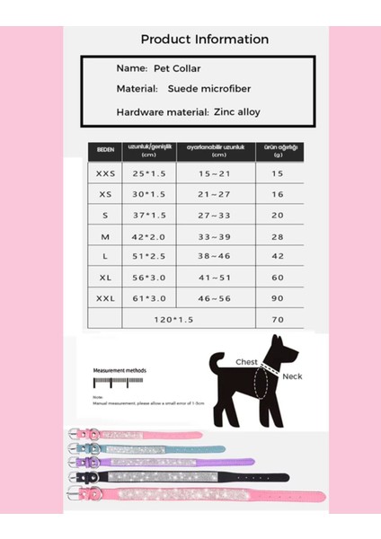 Luxury Degrade Full Taş Kaplama Kedi-Köpek Tasması Beden:s-A.pembe 1 Adet