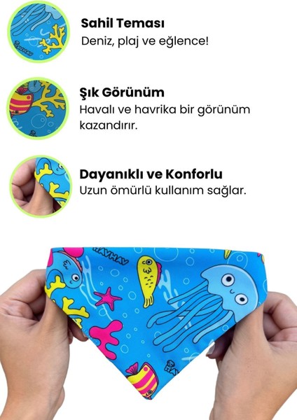 Luxury Sahil Havhavları Temalı Köpek Fuları (S, M, L) Ayarlanabilir Bandana, Köpek Aksesuarı 1 Adet fırsatları