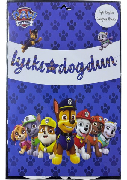 Karakterli Kaligrafi Banner Paw Patrol