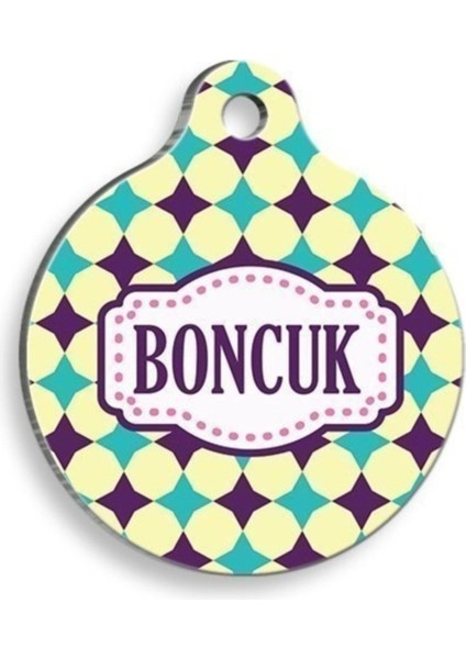 Luxury Sarı Retro Yuvarlak Şekilli Kedi ve Köpek Künyesi Small 2.5 cm 1 Adet