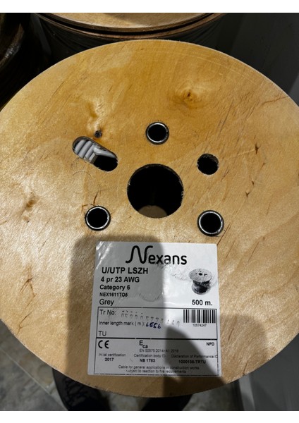 Cat 6 Halogen Freen Utp 23AWG Kablo 500 Metre Gri
