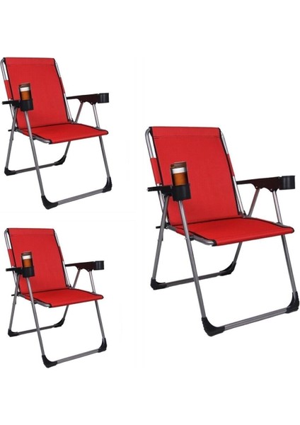 Kamp 3''Lü 140 Kg Taşima Kapasiteli Lüks Bardaklıklıp Kamp & Piknik Sandalyesi Ssd-03
