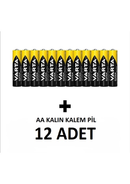 Aa Kalem Pil 12'li | Süper Güçlü | Uzun Ömürlü Çinko Karbon | Ekonomik Paket