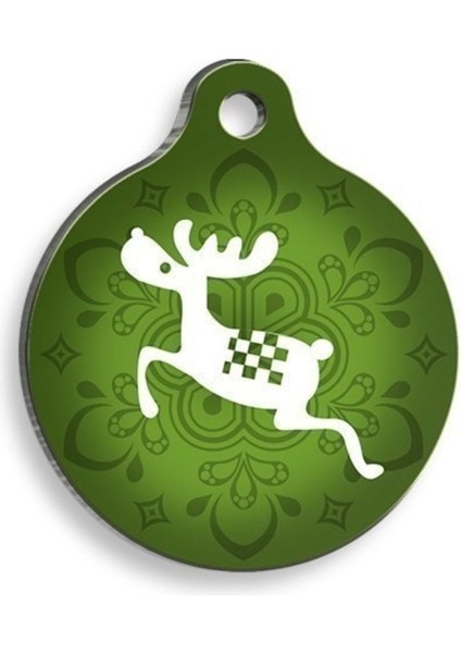 Luxury Christmas Serisi Deer Yuvarlak Kedi ve Köpek Künyesi 1 Adet