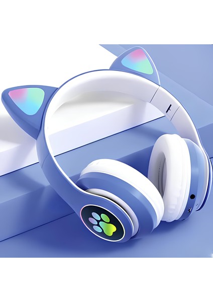 NOMTEKNO/STN28 Kedi Kulaklık Kafa Üstü Kulaklık Çocuklar Için LED Işıklı Lukaklık