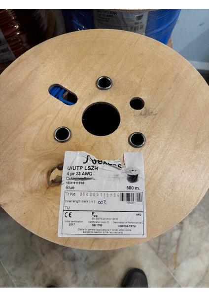 Cat 6 Halogen Free Utp 23AWG Kablo 500 Metre Mavi