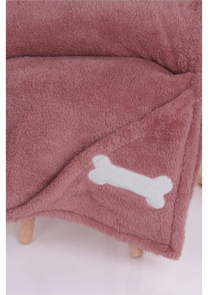 Luxury Evcil Hayvan Kedi/köpek Cepli Kurulama Havlusu Kemik Nakışlı Gül Kurusu 1 Adet