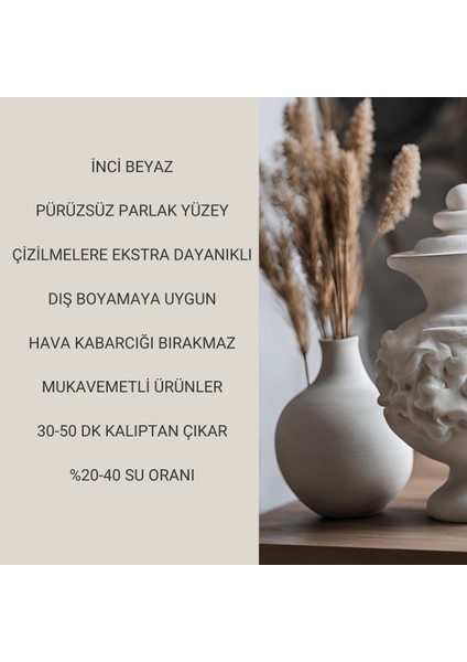 Taş Tozu Hobi Harcı Seramik Tozu Heykel Mumluk Saksı Yapımı Ultra Sert Mukavemet Inci Beyazı 2 kg