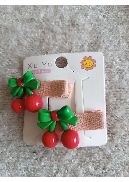 Kiraz Firgürlü Çiftli Çocuk Minik Pens Toka(3,5 Cm)