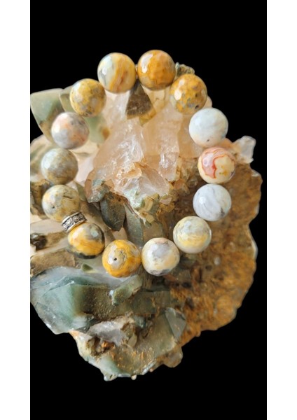 Akalite Akik Taşı Doğaltaş Bileklik – 12 Mm, Bolluk & Yaratıcılık Destekleyici | 18 cm