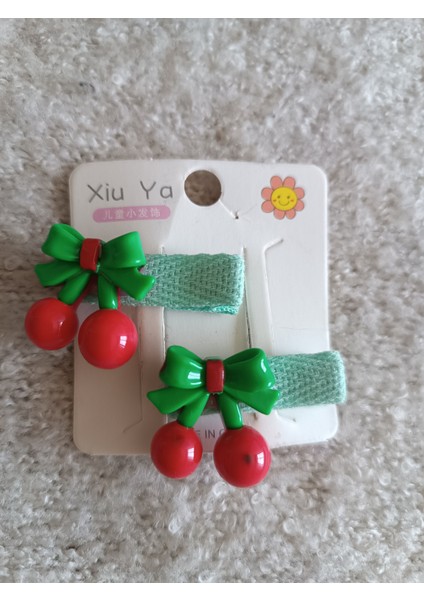 Kiraz Firgürlü Çiftli Çocuk Minik Pens Toka(3,5 Cm)