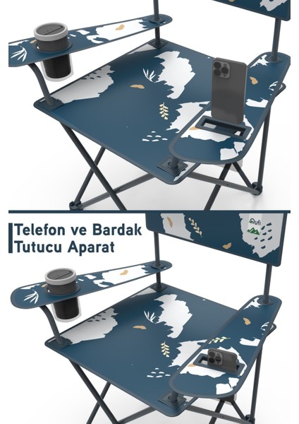 Qufi Katlanır Kamp Piknik Sandalyesi Rejisör Koltuğu - 2 Adet Mavi