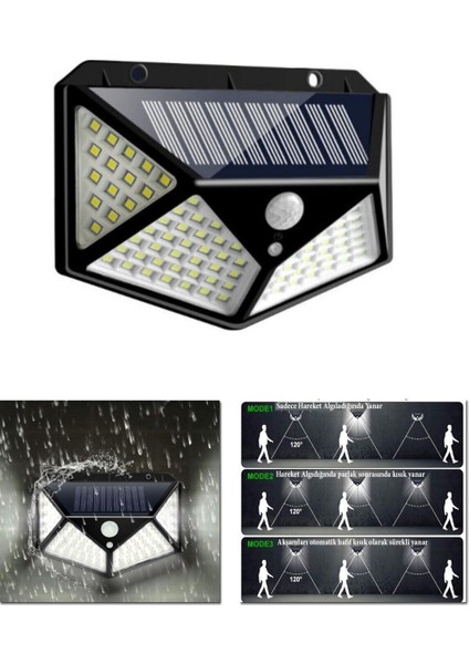 Güneş Enerjili 50W Duvar Aplik Su Geçirmez hareket sensörlü Dış Mekan Aydınlatma 6500K Beyaz Işık indirimleri