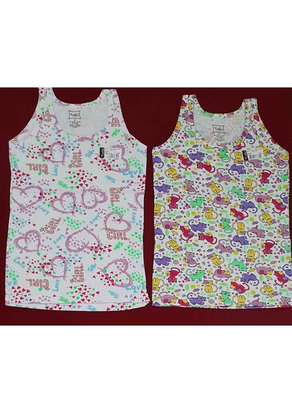 Kız Çocuk Geniş Askılı Atlet Renkli 2'li Paket (8 Yaş)