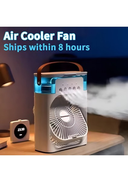 Işıklı Klima 600ML 5 Spreyli Vantilatör Buzlu Buharlı Mini Klima Mini Fan Buzlu