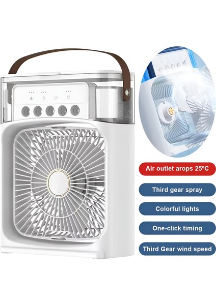 Işıklı Klima 600ML 5 Spreyli Vantilatör Buzlu Buharlı Mini Klima Mini Fan Buzlu