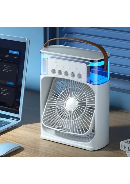 Işıklı Klima 600ML 5 Spreyli Vantilatör Buzlu Buharlı Mini Klima Mini Fan Buzlu
