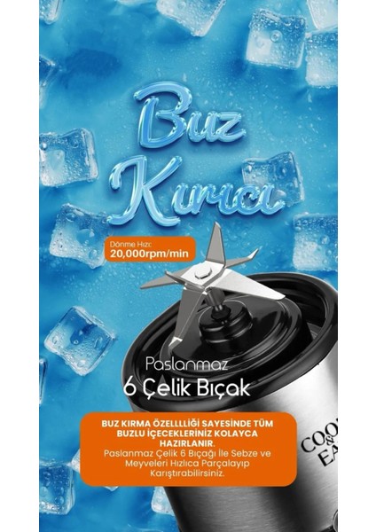 Mini Taşınabilir 380ML Ekstra Bardaklı Buz Kırıcı 6 Bıçaklı 450ML Şarjlı Blender Hızlı Doğrayıcı fiyatları