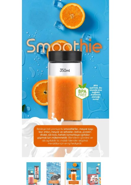 Mini Taşınabilir 380ML Ekstra Bardaklı Buz Kırıcı 6 Bıçaklı 450ML Şarjlı Blender Hızlı Doğrayıcı modelleri