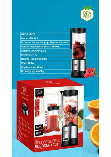 Mini Taşınabilir 380ML Ekstra Bardaklı Buz Kırıcı 6 Bıçaklı 450ML Şarjlı Blender Hızlı Doğrayıcı fırsatları