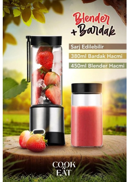 Mini Taşınabilir 380ML Ekstra Bardaklı Buz Kırıcı 6 Bıçaklı 450ML Şarjlı Blender Hızlı Doğrayıcı indirimleri