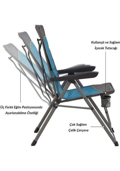 Justy Xl 3 Pozisyonlu Konforlu Katlanır Kamp Sandalyesi Boulder indirimleri