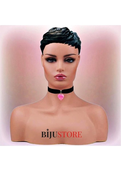 Pembe Damarlı Akik Doğal Taş Kadın Siyah Kadife Choker Kolye fiyatları