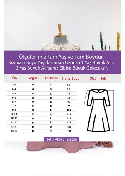 Kız Çocuk Fisto Yakalı Keten Elbise - Elif Model Uzun Tesettür Gül Kurusu Elbise