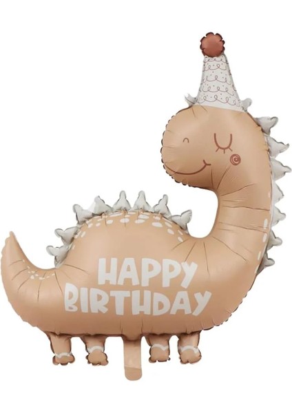 Folyo Balon Retro Dinozor Şapkalı 80 x 77 cm Happy Birthday Yazılı-Doğum Günü -Bebek Partisi