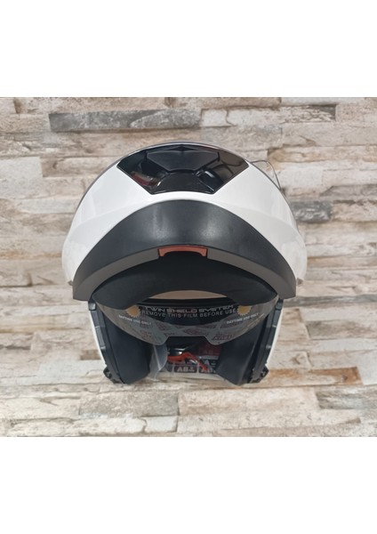 Çene Açılır Vizörlü Kask Beyaz
