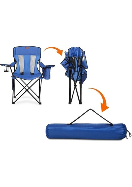 Katlanır Kamp Piknik Sandalyesi - Madfox Beacon - Bardaklıklı - Mavi - 547286 - Taşıma Çantalı