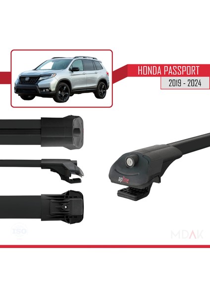 Honda Passport 2019-2024 Arası ile Uyumlu Ace-1 Ara Atkı Tavan Barı Siyah 2 Adet modelleri