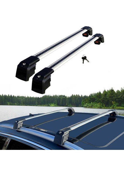 Volvo V60 Stationwagon (MK1) (2011-2018) için Kilitlenebilir Araca Özel Portbagaj Barları - Ara Atkı / Araç Üstü Tavan Taşıma Barları -(Gri) fiyatları