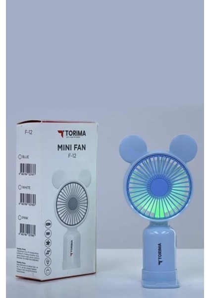 Mini Taşınabilir Fan Vantilatör Şarjlı Ledli Ayıcık Kulaklı 2 Kademeli Klima Soğutucu