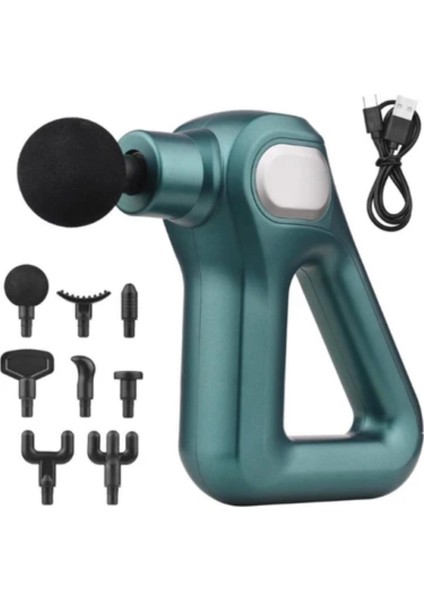 Fascial Gun KH-750 Masaj Aleti 8 Başlıklı 12 Kademeli Dijital Göstergeli Mini Masaj Tabancası