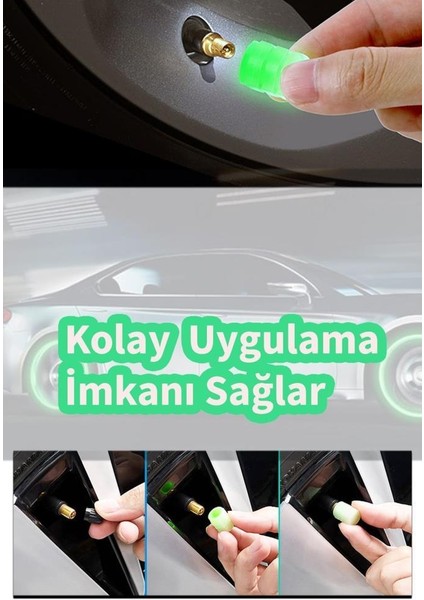 Yeşil Fosforlu Lastik Sibop Kapağı Gece Parlayan Sibob Kapağı 4 Adet