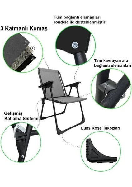 Katlanır Plastik Kollu Lüks Kamp Sandalyesi fiyatları