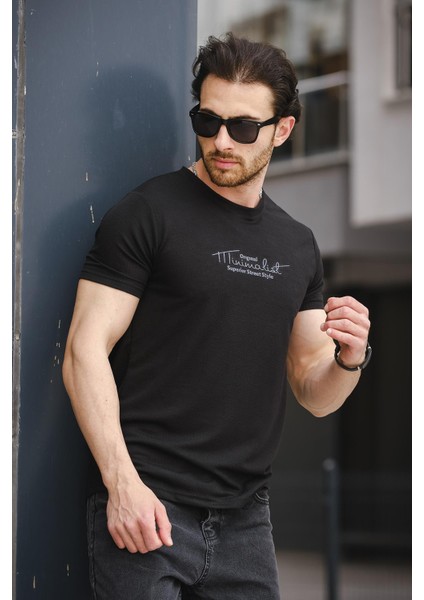 Mizza Flok Baskılı Waffle Desen Slim Fit Likralı Erkek Tshirt fiyatları
