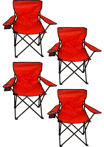 Kamp Sandalyesi - Kırmızı 4'Lü