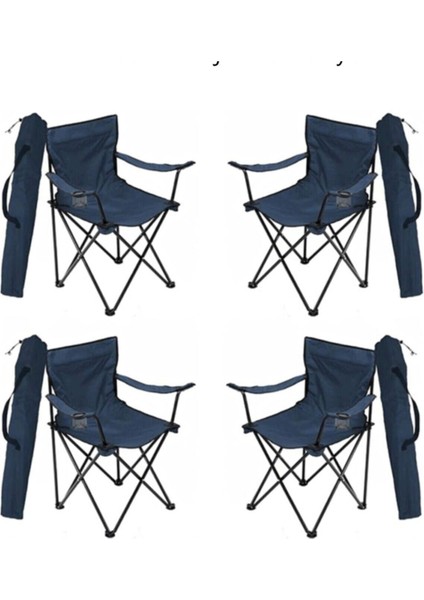 Mavi Lacivert Kamp Sandalyesi 4 Adet