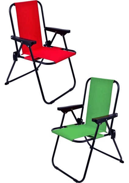 2-6 Yaş Lüx Çocuk Piknik Sandalyesi-Mini Kamp Sandalyesi-Kırmızı-Yeşil-2 Adet