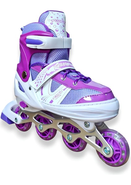 Çocuk Pateni Işıklı Numara Ayarlanabilen 2+2 ve 2+1+1 Teker Mor Paten Çantalı modelleri