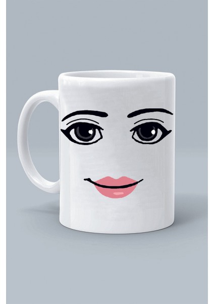 roblox Face Woman Tasarım Baskılı Beyaz Klasik Kupa Bardak