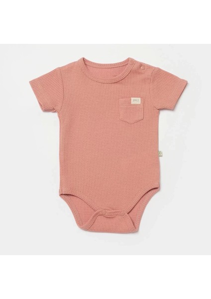 Waffle Smile Kısa Kol Bebek Body Red-Brown