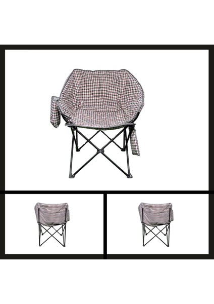 Uyguna-Yakala Kare Desenli Argeus Balcony Comfort Katlanabilir Kamp Sandalyesı-Tab.065