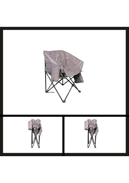 Uyguna-Yakala Kare Desenli Argeus Balcony Comfort Katlanabilir Kamp Sandalyesı-Tab.065