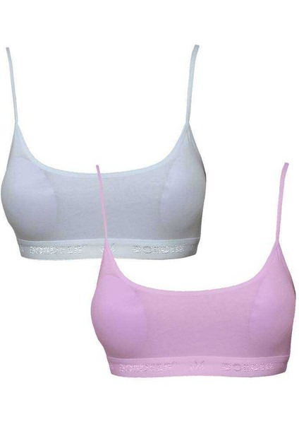 Pedli Ip Askılı Beyaz ve Pembe Büstiyer 2 Adet