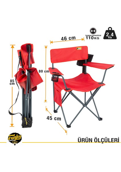 Camp 2.0 Katlanabilir Kamp Piknik Sandalyesi - Kırmızı