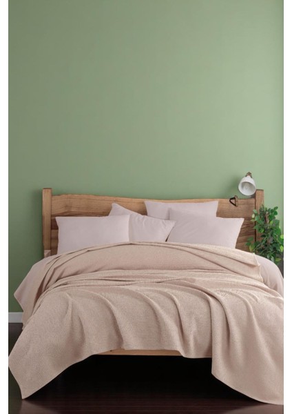 Ecocel Pike Örtü Çift Kişilik 200X230CM Sincere Koyu Bej