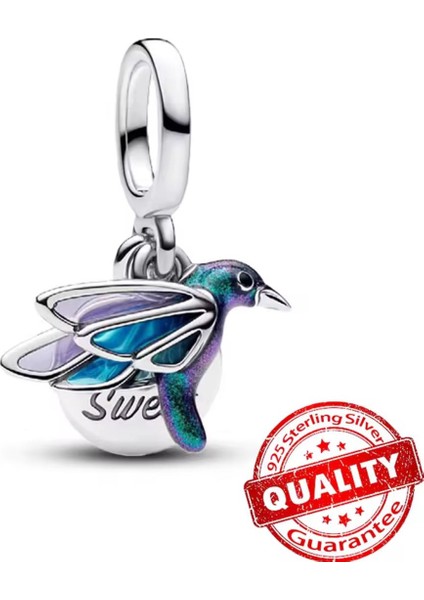 Gümüş Sinek Kuşu Sallantılı Charm